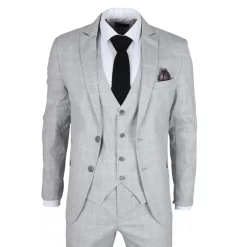IM3 Men’s Grey Checked Tailored Fit 3-Piece Suit
