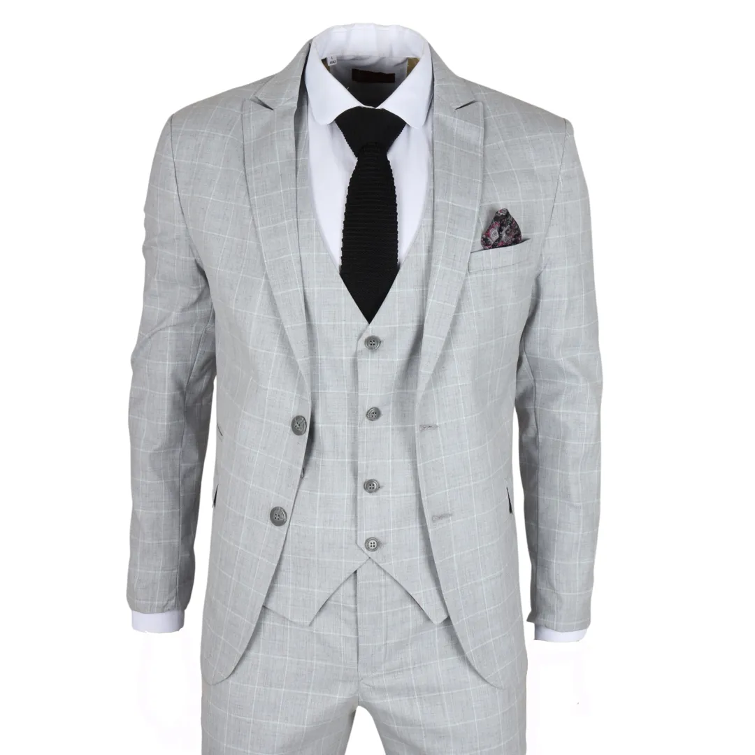 IM3 Men’s Grey Checked Tailored Fit 3-Piece Suit