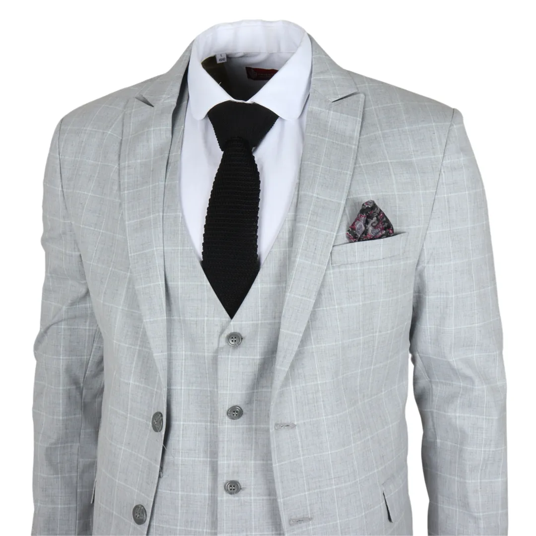 IM3 Men’s Grey Checked Tailored Fit 3-Piece Suit - Image 2