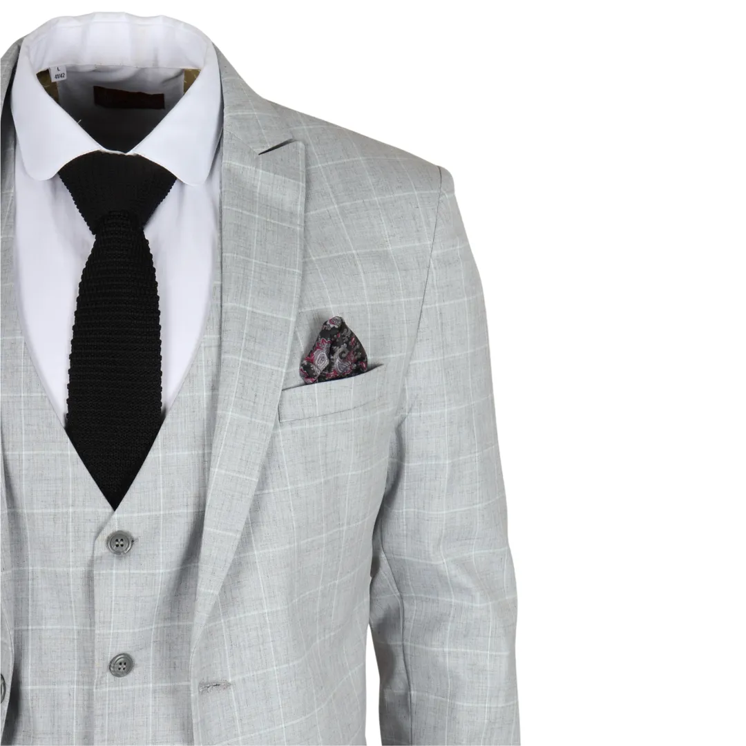 IM3 Men’s Grey Checked Tailored Fit 3-Piece Suit - Image 4