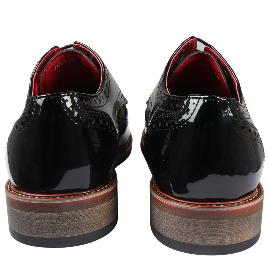 Julius – Men’s Butterfly Print Patent Leather Brogue Shoes - Image 4