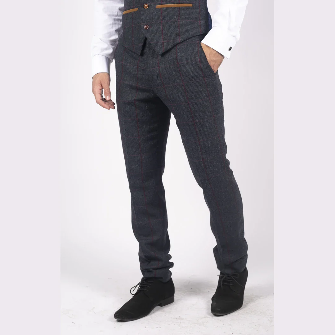 Madrid – Men’s Blue Tweed Trousers - Image 2