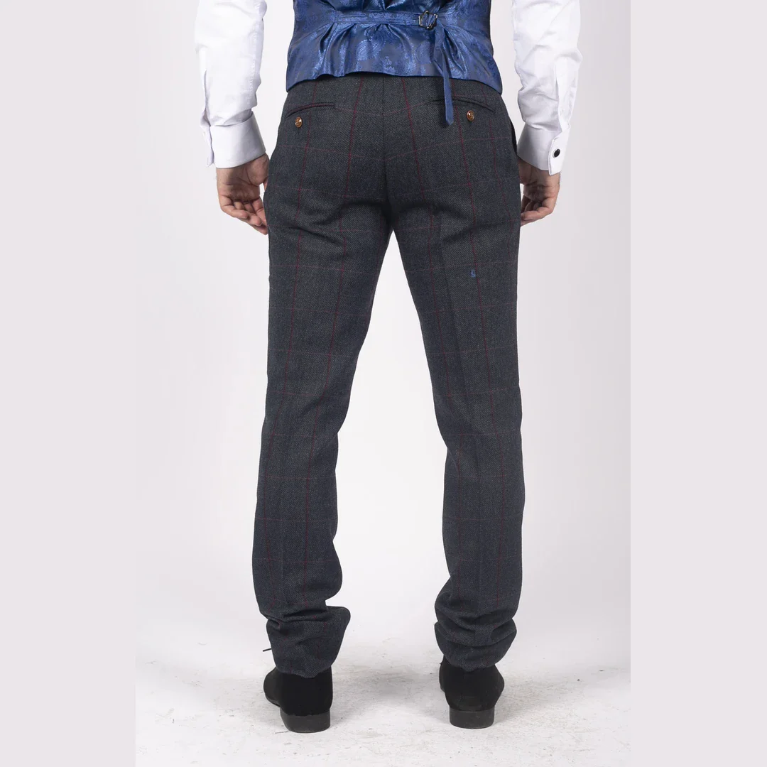 Madrid – Men’s Blue Tweed Trousers - Image 3