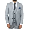 Mark Men’s Light Blue 3-Piece Tweed Check Tailored Fit Suit