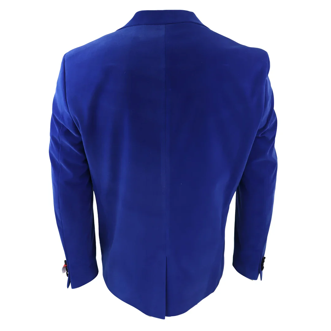 Men’s Royal Blue Velvet Tux Blazer Satin Lapels Dinner Wedding Prom Black Tie - Image 5