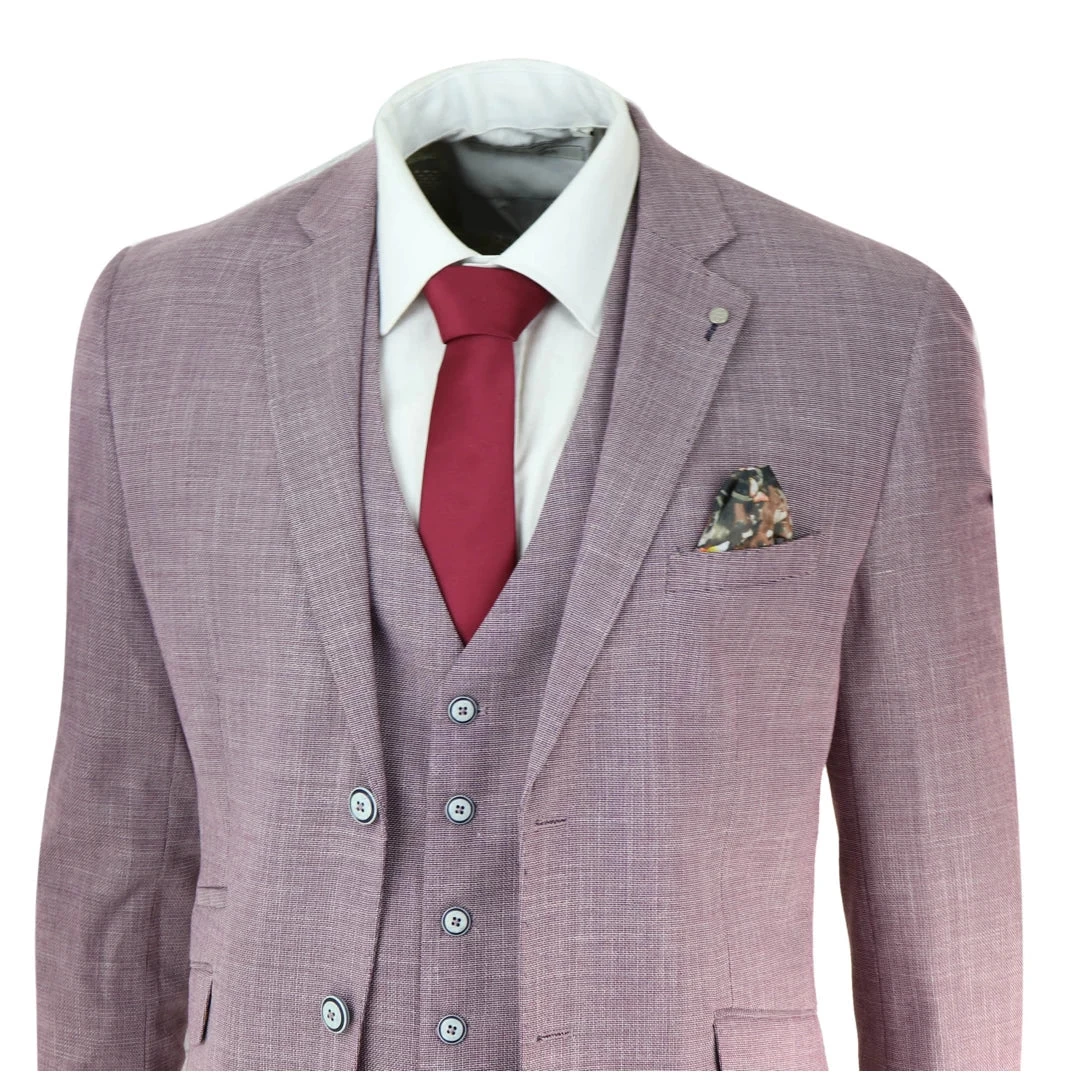 Mens Blush Pink Summer Linen Suit - Image 2