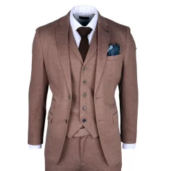 Nathan Menβs Brown 3-Piece Slim Fit Suit