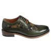 Ross – Men’s Floral Print Leather Green Brogue Shoes