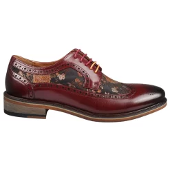 Ross – Men’s Floral Print Leather Red Brogue Shoes