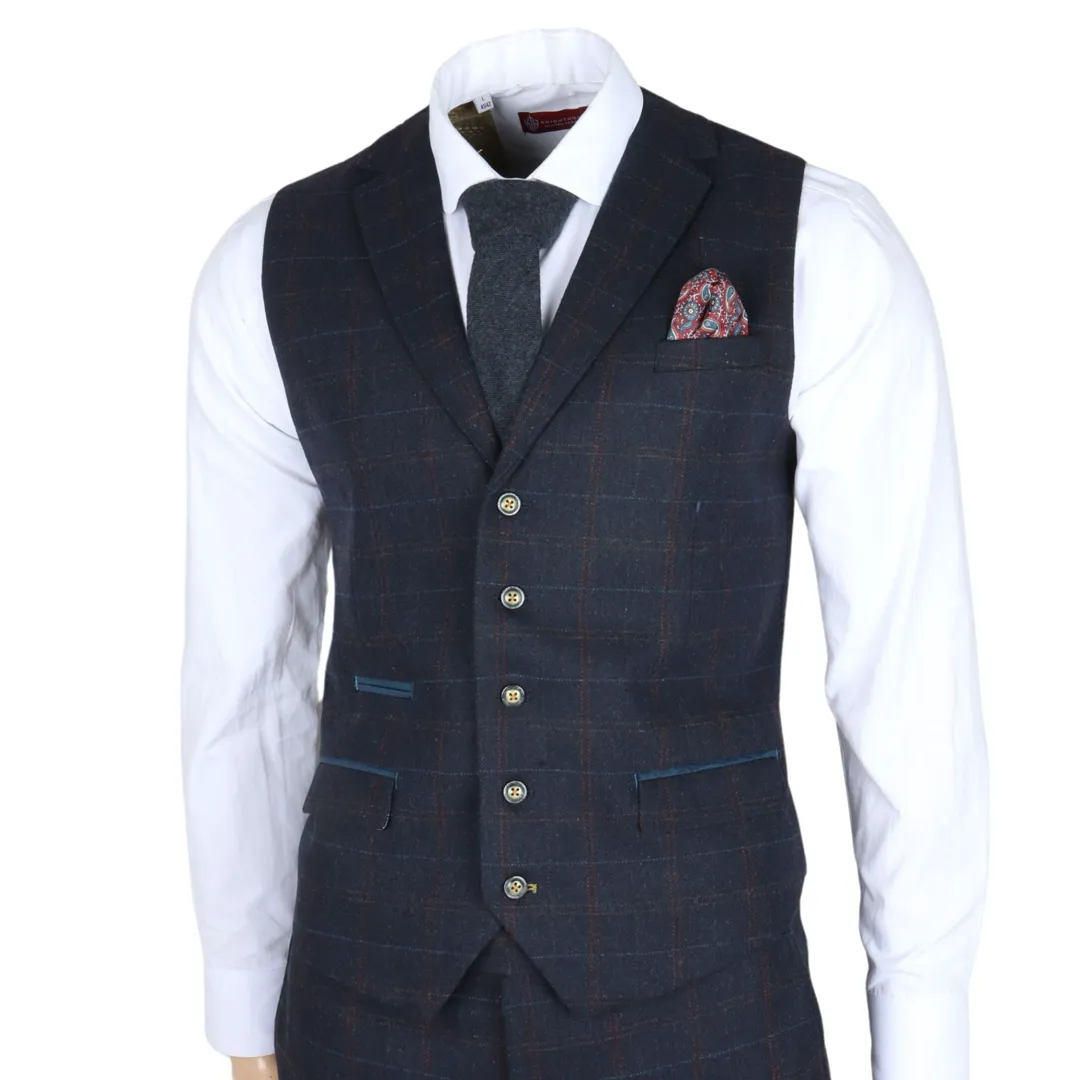 Ryan Men’s Navy 3-Piece Tweed Slim Fit Suit - Image 6