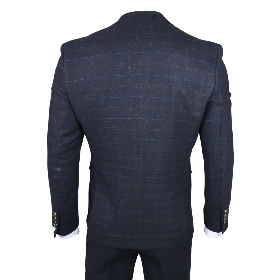 Ryan Men’s Navy 3-Piece Tweed Slim Fit Suit - Image 7