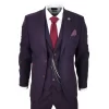 Men’s 3 Piece Suit Wool Tweed Plum Wine Check 1920s Gatsby