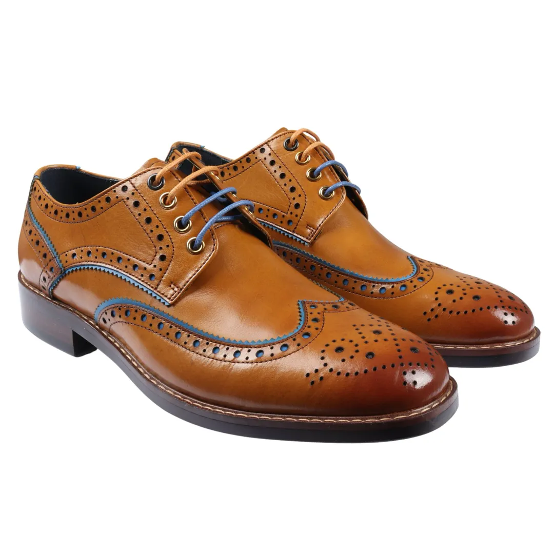 Simon – Men’s Brown Brogue Leather Shoes - Image 2