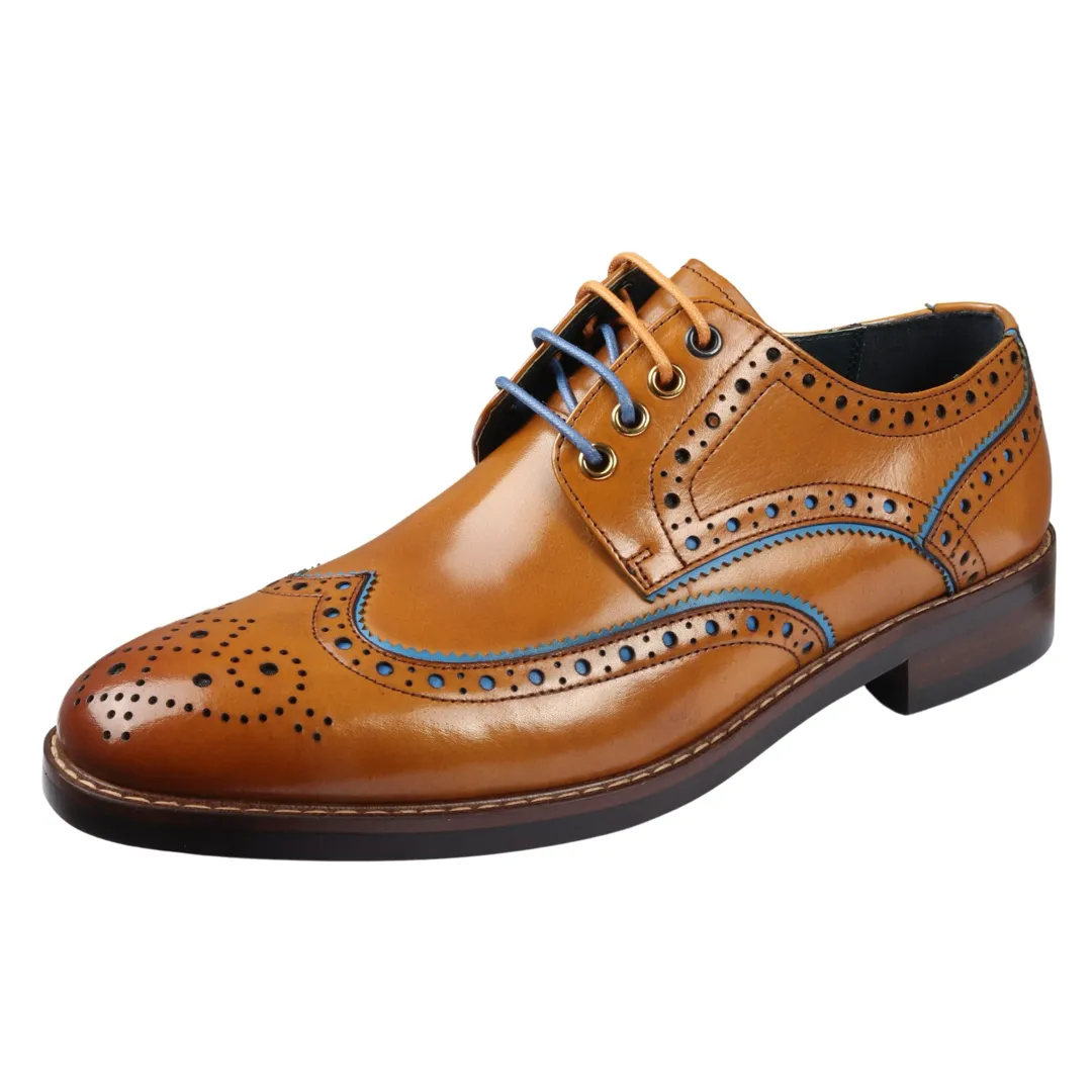 Simon – Men’s Brown Brogue Leather Shoes - Image 3