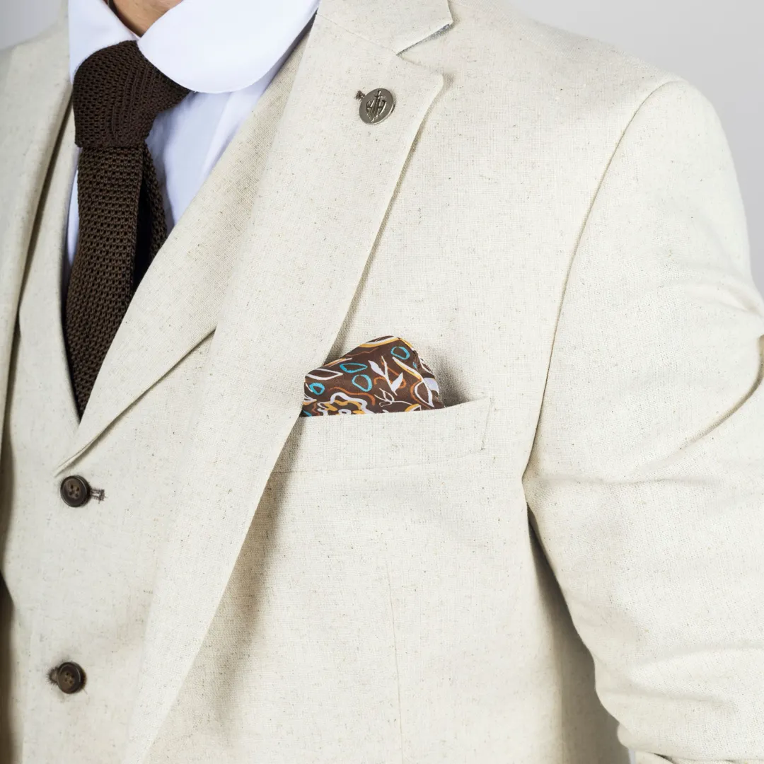 TP-21 Men’s Beige 3-Piece Linen Summer Wedding Suit - Image 2