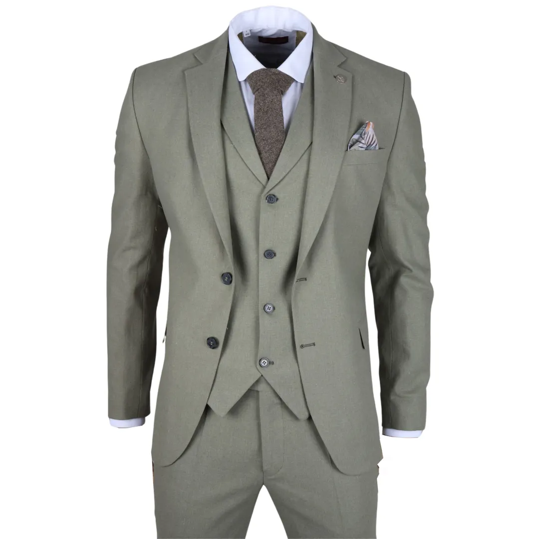 TP-22 Men’s Sage 3-Piece Linen Summer Wedding Suit