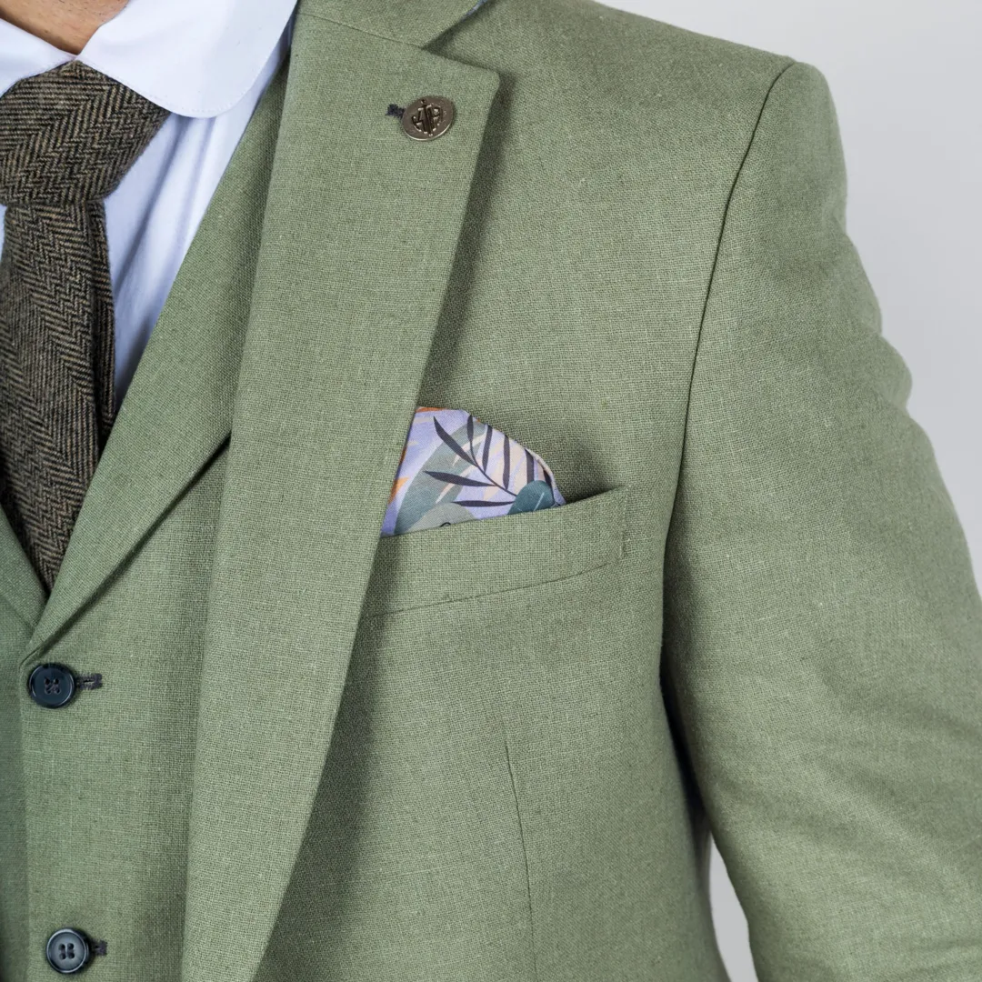 TP-22 Men’s Sage 3-Piece Linen Summer Wedding Suit - Image 2
