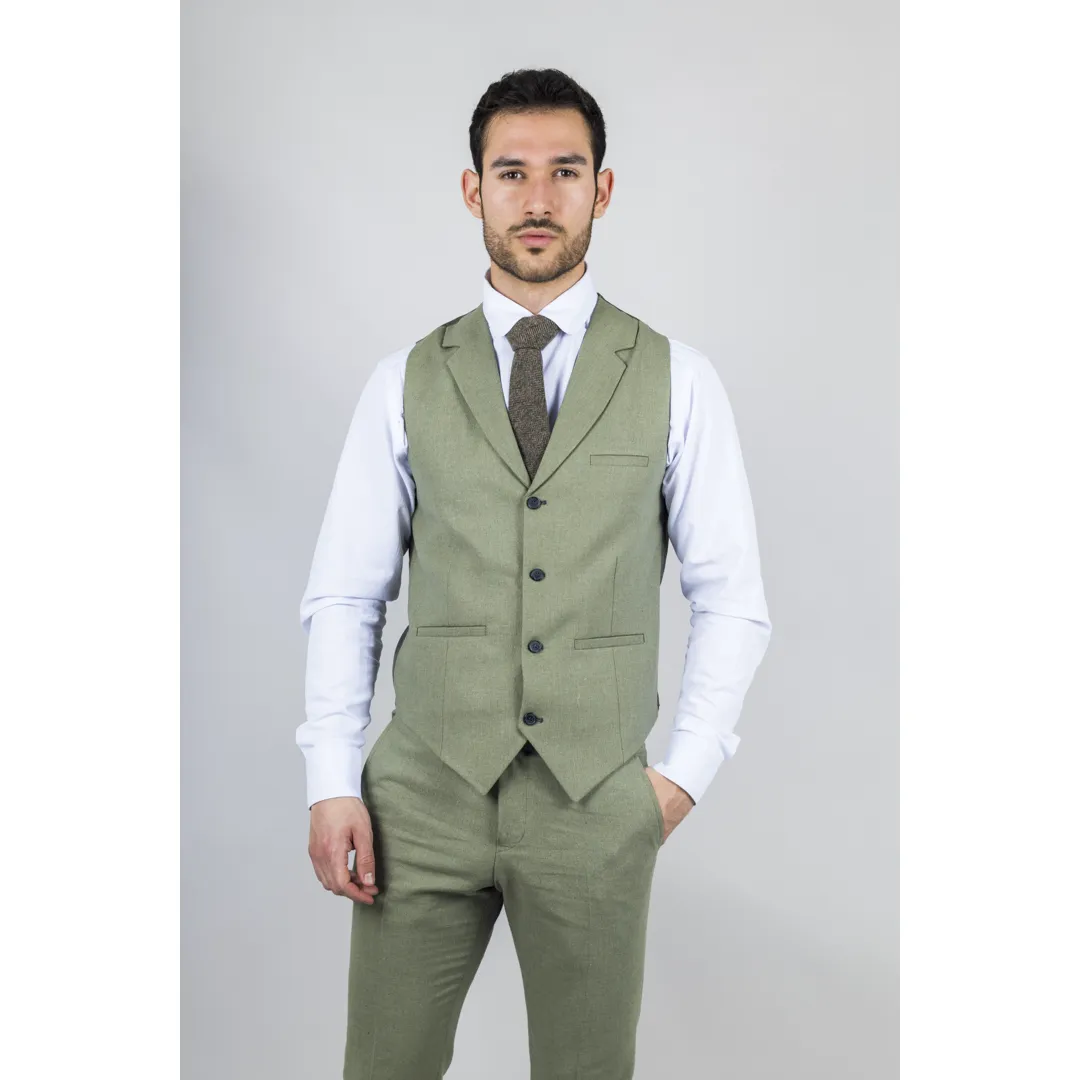 TP-22 Men’s Sage 3-Piece Linen Summer Wedding Suit - Image 3