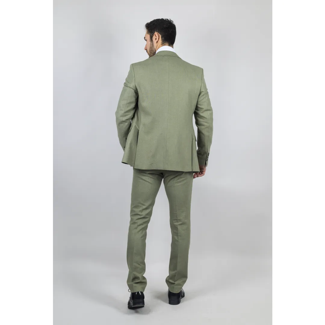 TP-22 Men’s Sage 3-Piece Linen Summer Wedding Suit - Image 5
