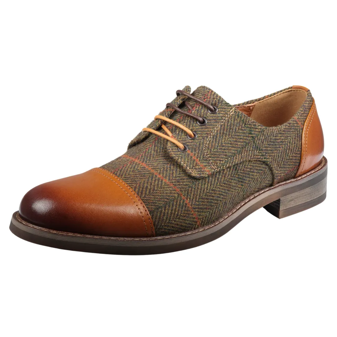 Theon – Men’s Leather Tweed Oxford Shoes - Image 3