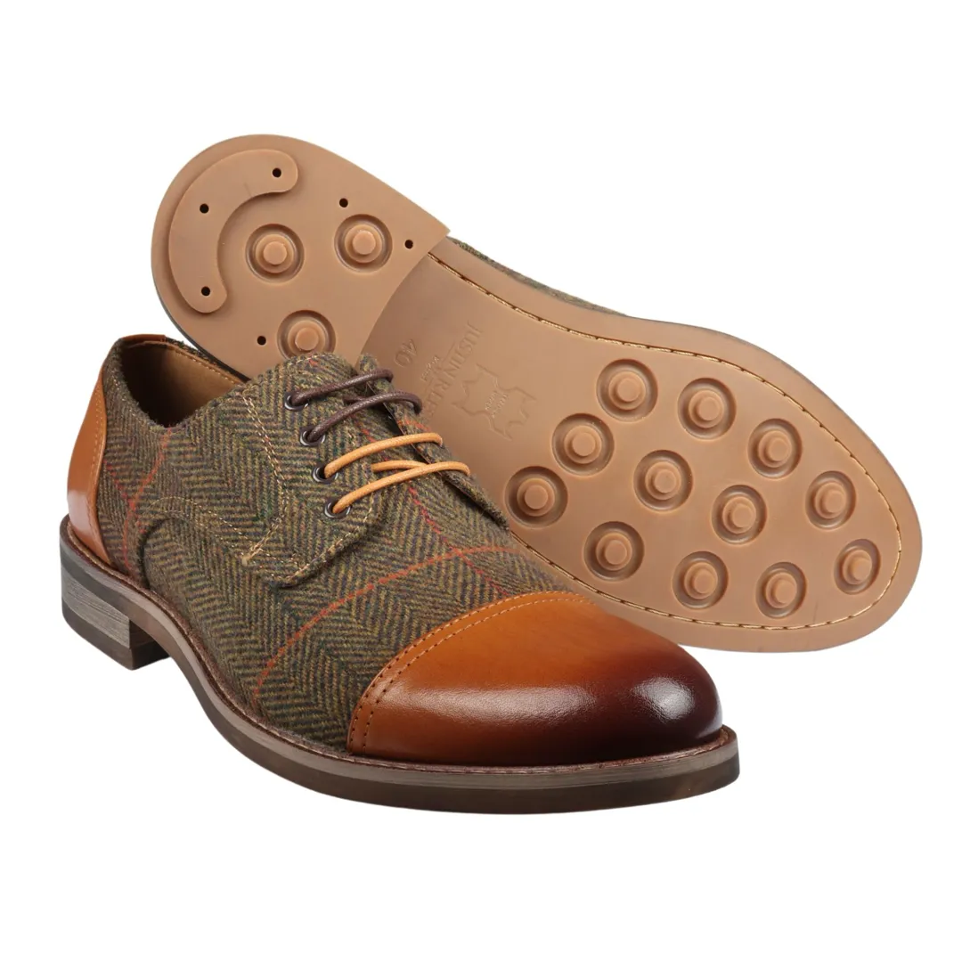 Theon – Men’s Leather Tweed Oxford Shoes - Image 4