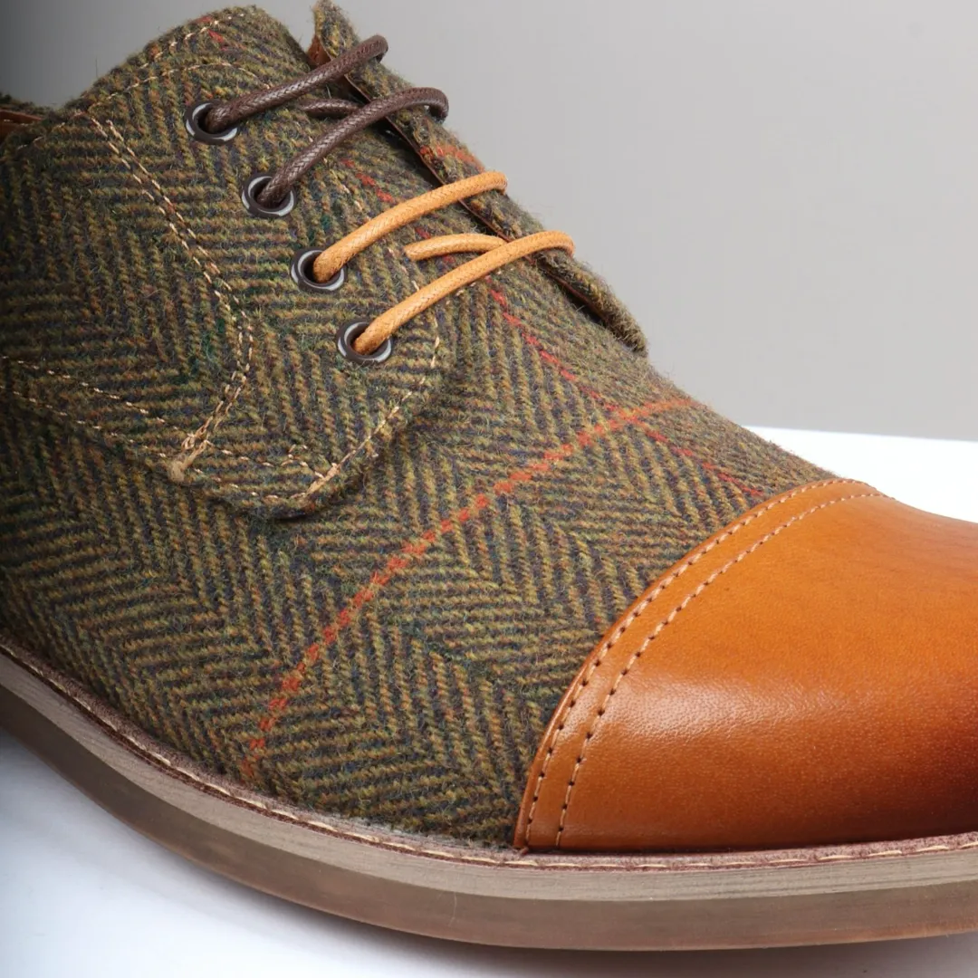 Theon – Men’s Leather Tweed Oxford Shoes - Image 5