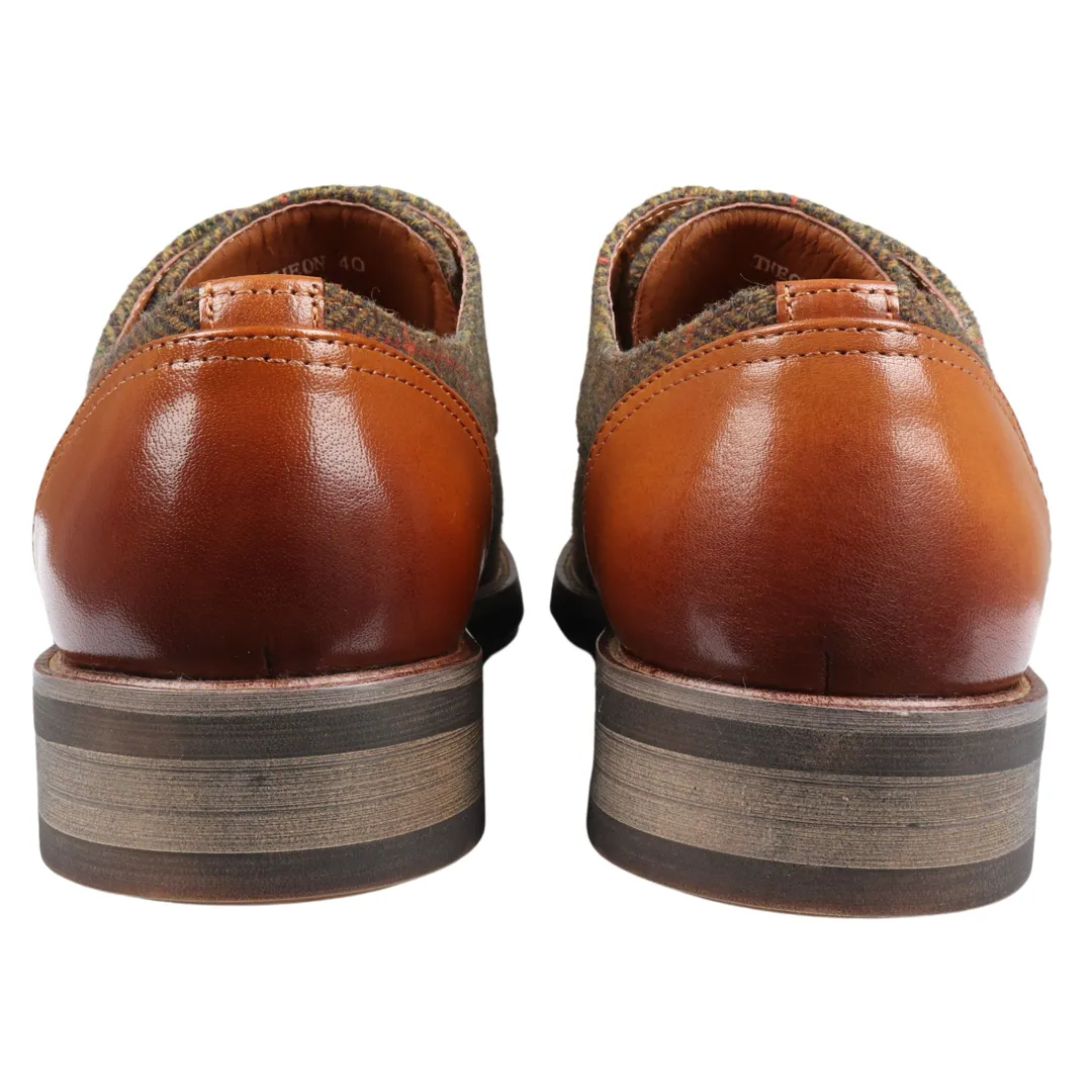 Theon – Men’s Leather Tweed Oxford Shoes - Image 6
