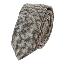281 – Men’s Oak Herringbone Tweed Wool Tie & Handkerchief 2″
