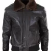 Mens Brown Leather Bomber Jacket