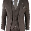 Men’s Brown Herringbone Tweed 3 Piece Suit