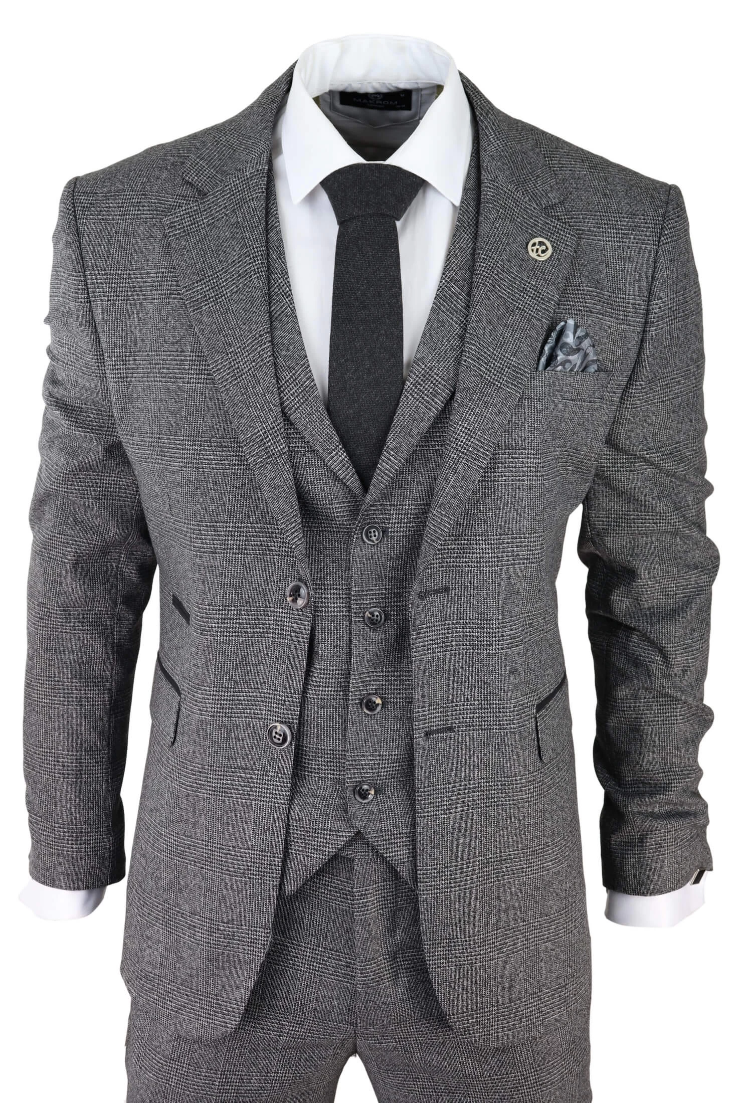 Men’s Grey Glen Check 3 Piece Suit