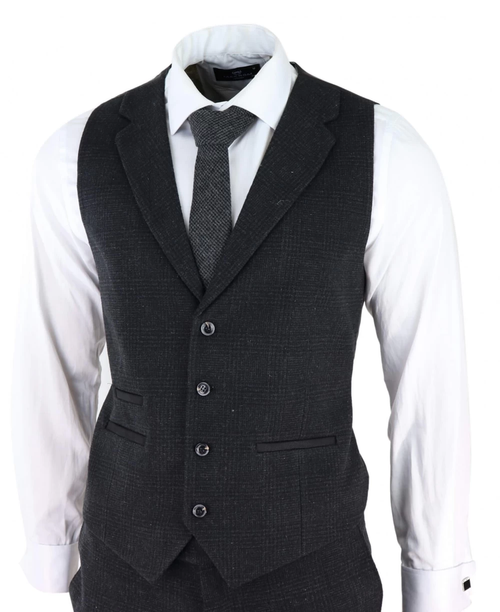 Men’s Black Glen Check 3 Piece Suit - Image 3