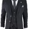 Men’s Black Glen Check 3 Piece Suit
