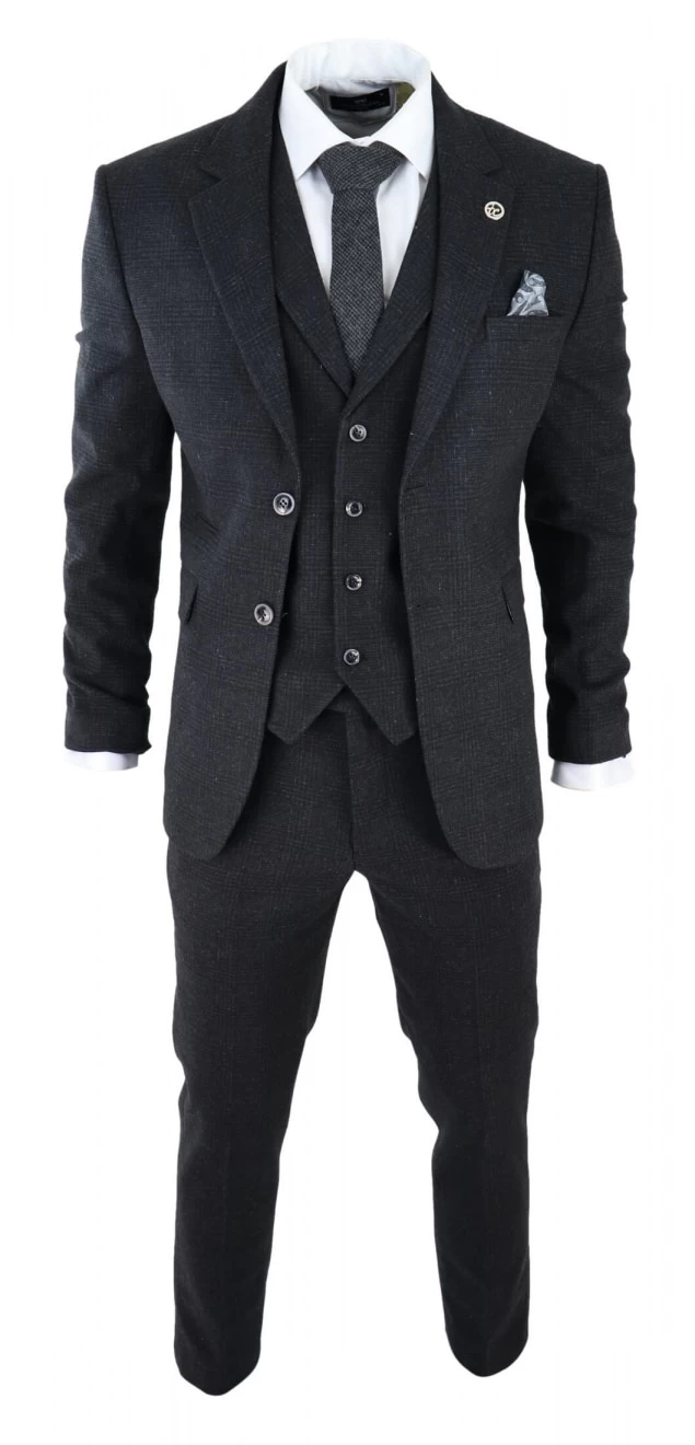 Men’s Black Glen Check 3 Piece Suit - Image 4