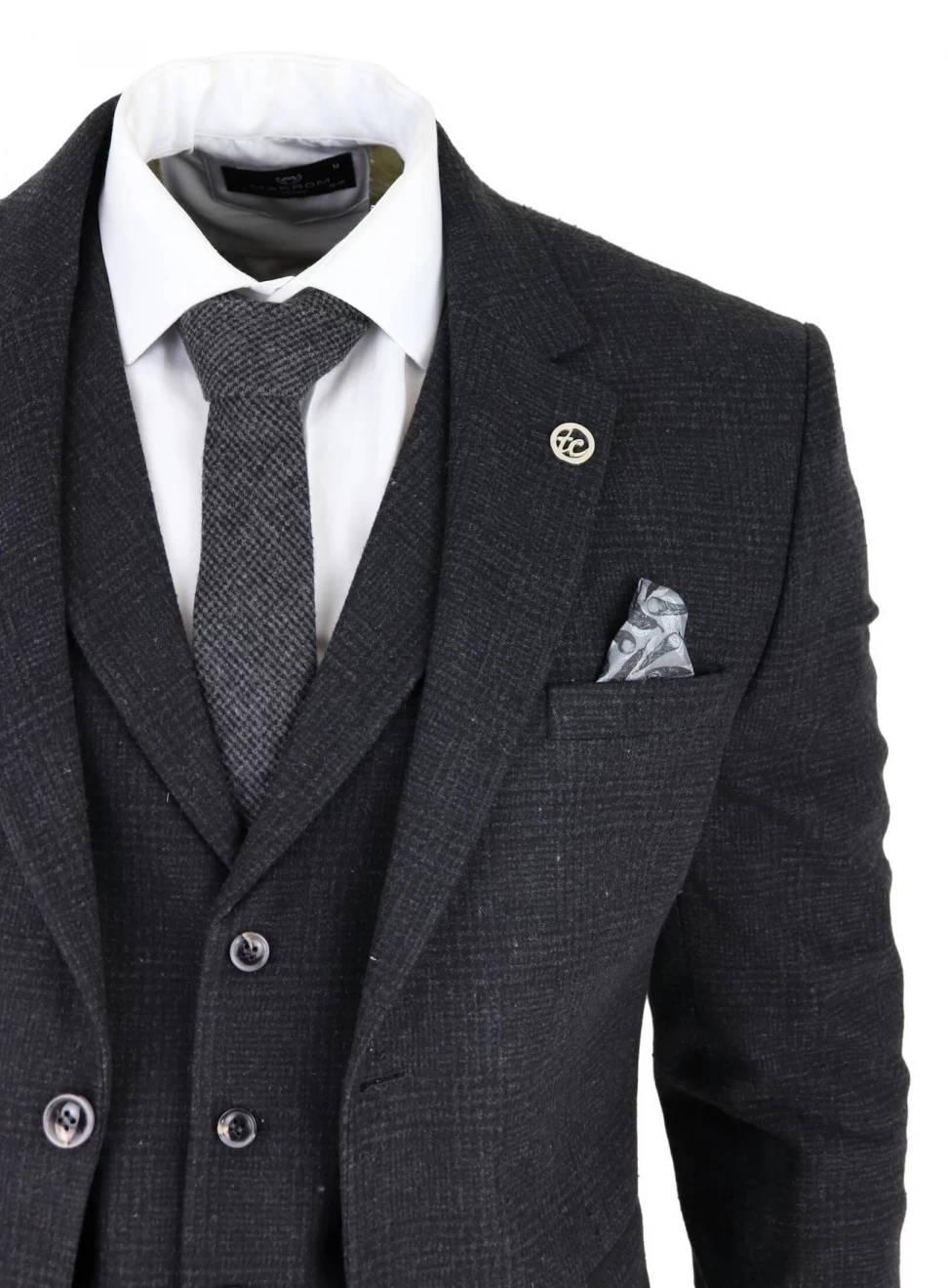 Men’s Black Glen Check 3 Piece Suit - Image 5