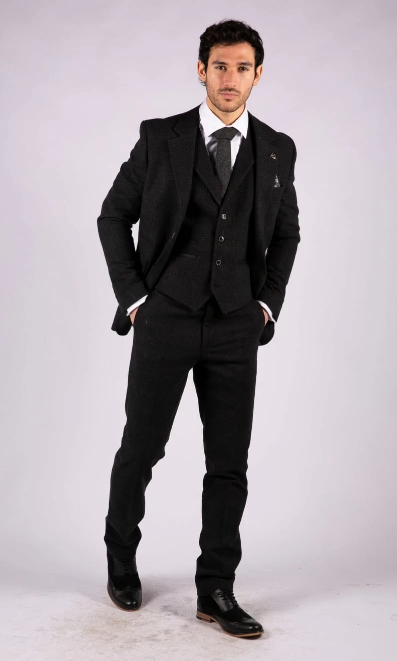 Men’s Black Glen Check 3 Piece Suit - Image 7