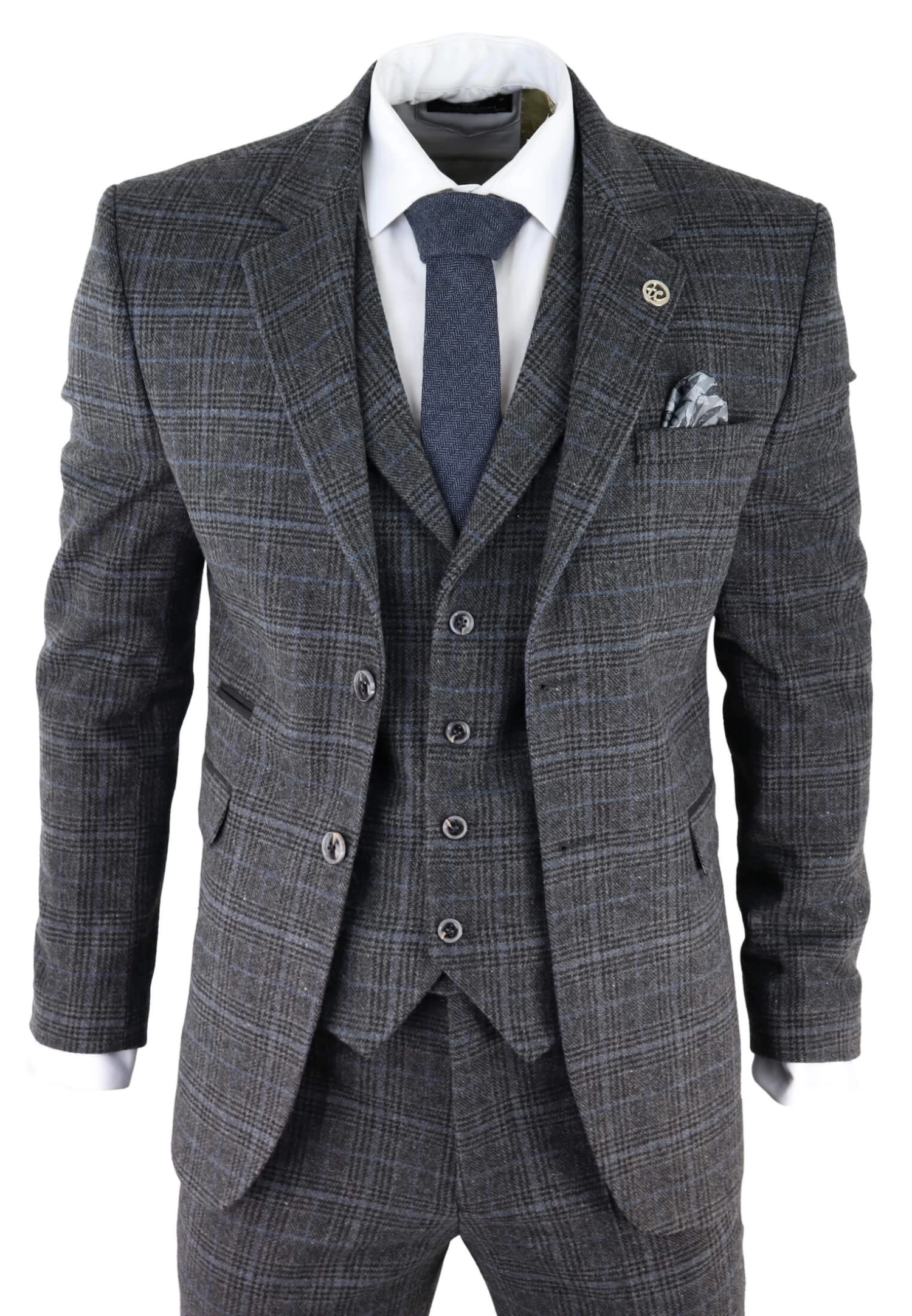 Men’s Grey Tartan Check 3 Piece Suit