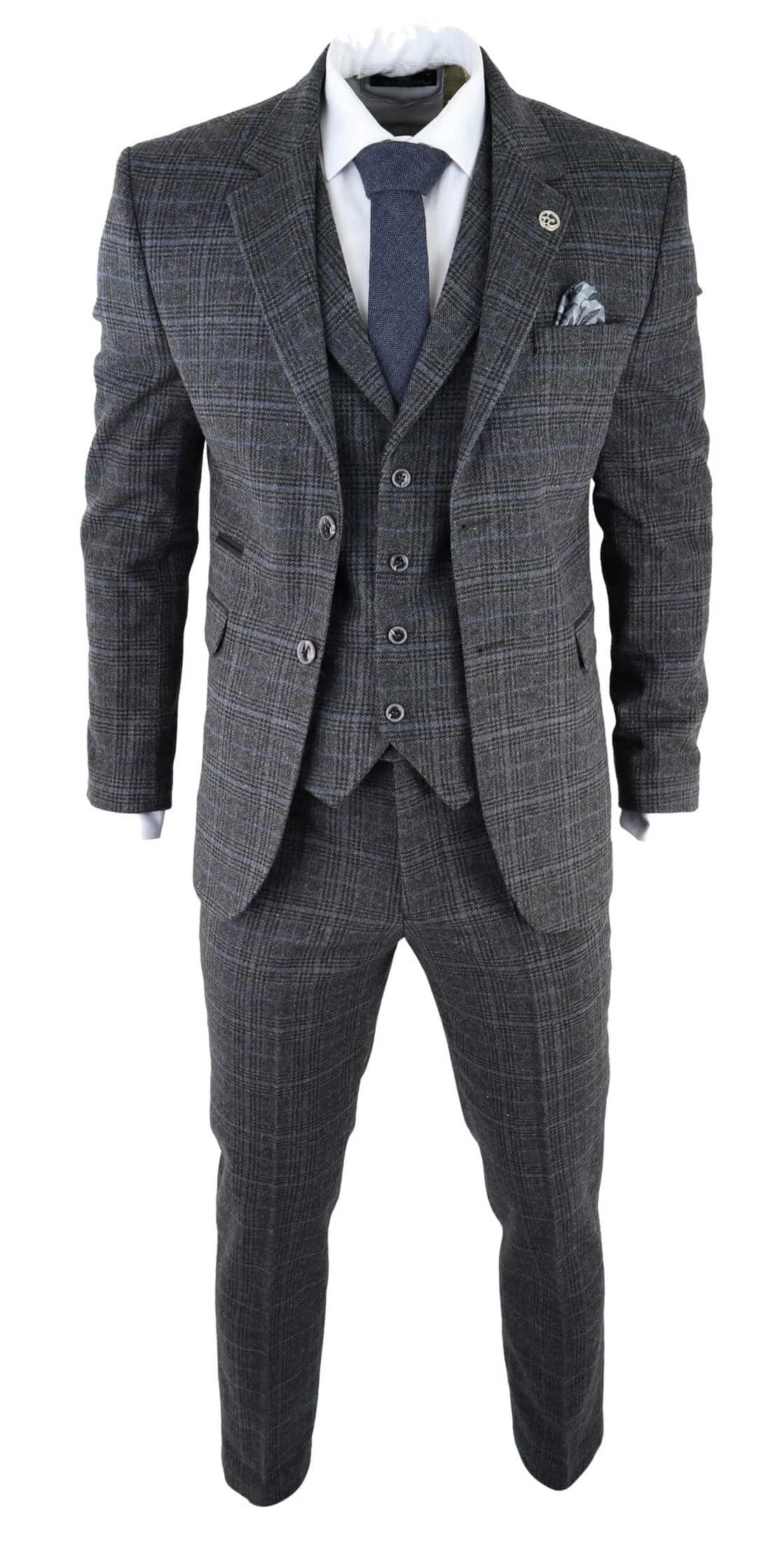 Men’s Grey Tartan Check 3 Piece Suit - Image 2