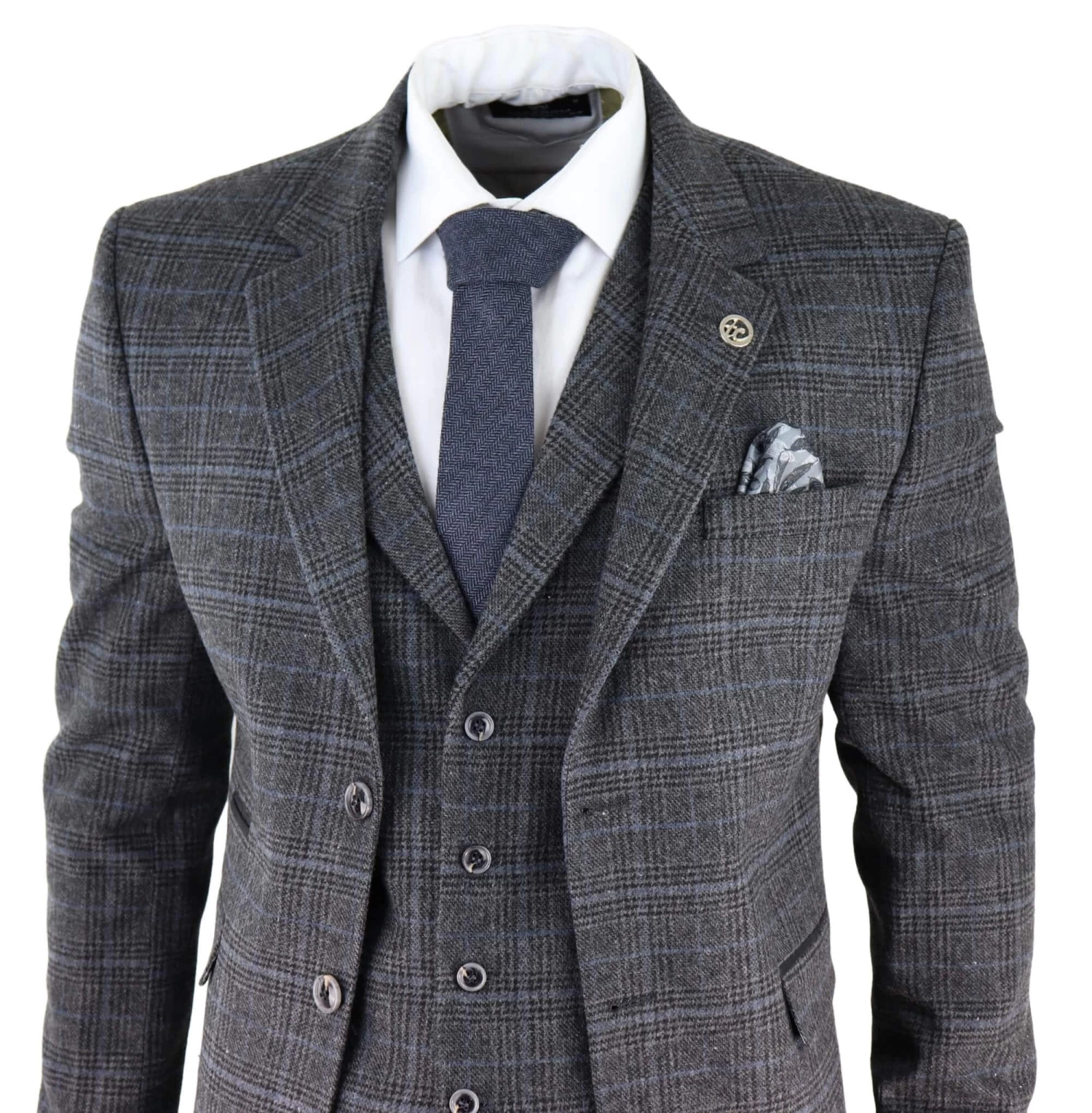 Men’s Grey Tartan Check 3 Piece Suit - Image 3