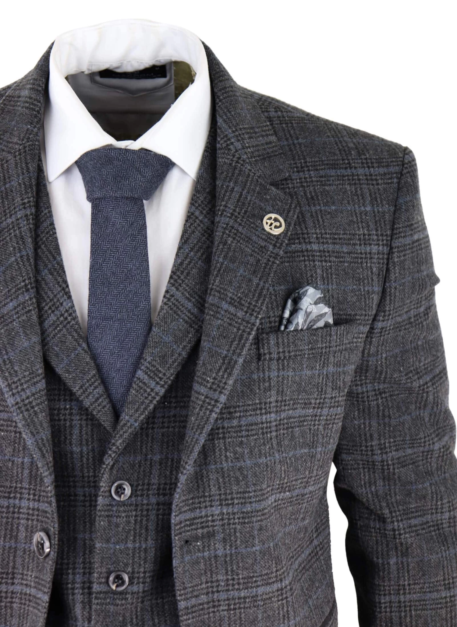 Men’s Grey Tartan Check 3 Piece Suit - Image 5