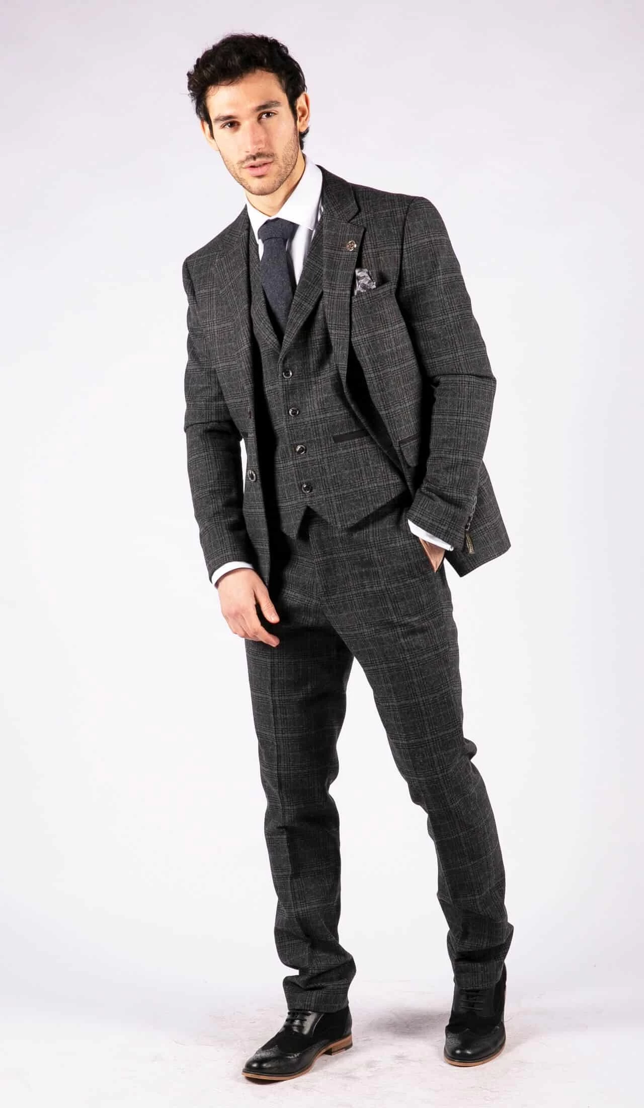 Men’s Grey Tartan Check 3 Piece Suit - Image 7