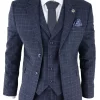 Men’s Blue Tartan Check 3 Piece Suit