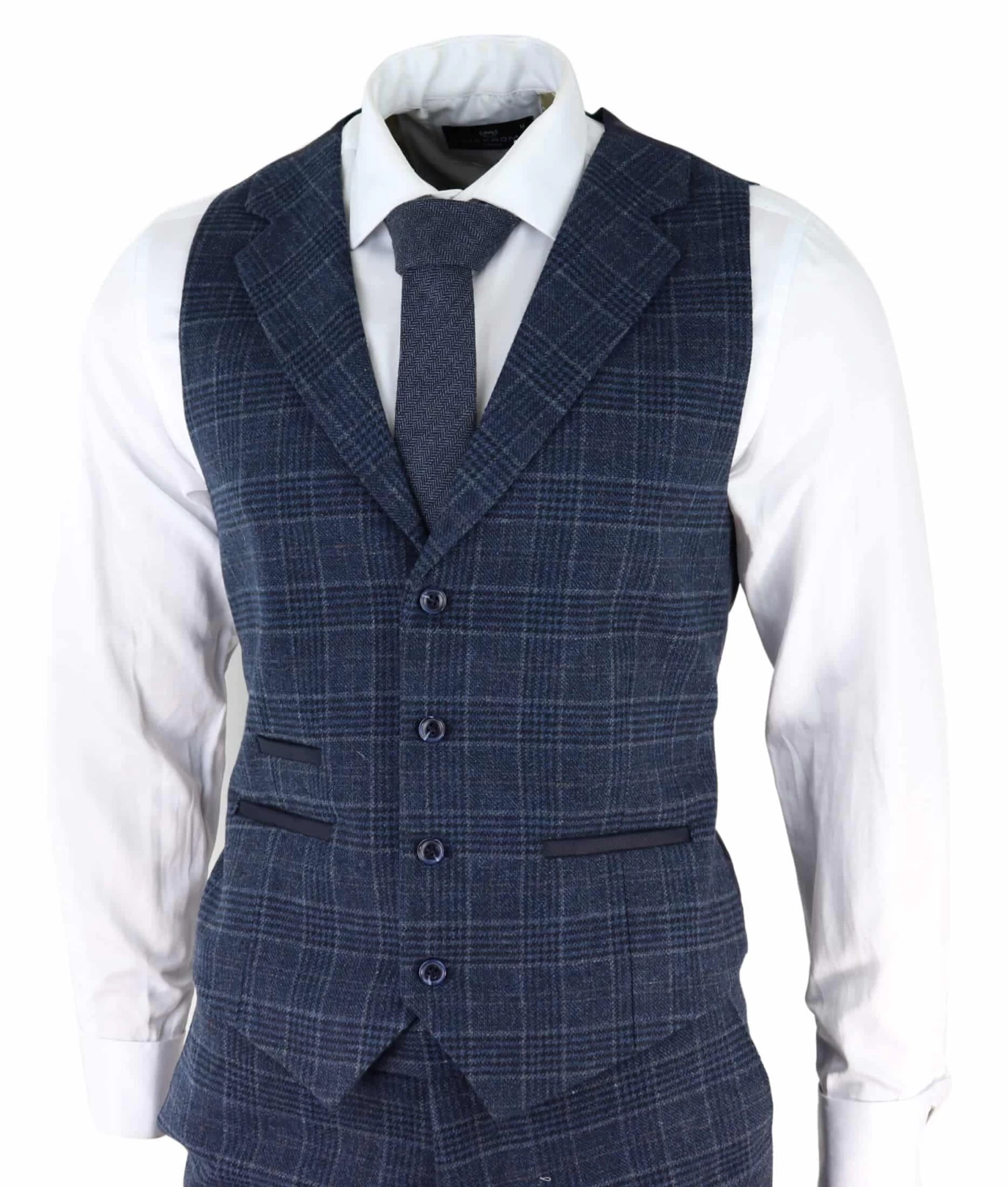 Men’s Blue Tartan Check 3 Piece Suit - Image 4