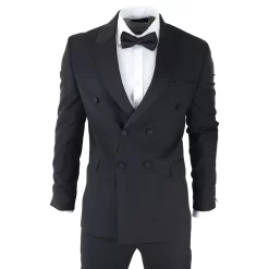 AK-22 – Men’s Double Breasted Black Tuxedo Dinner Wedding Suit