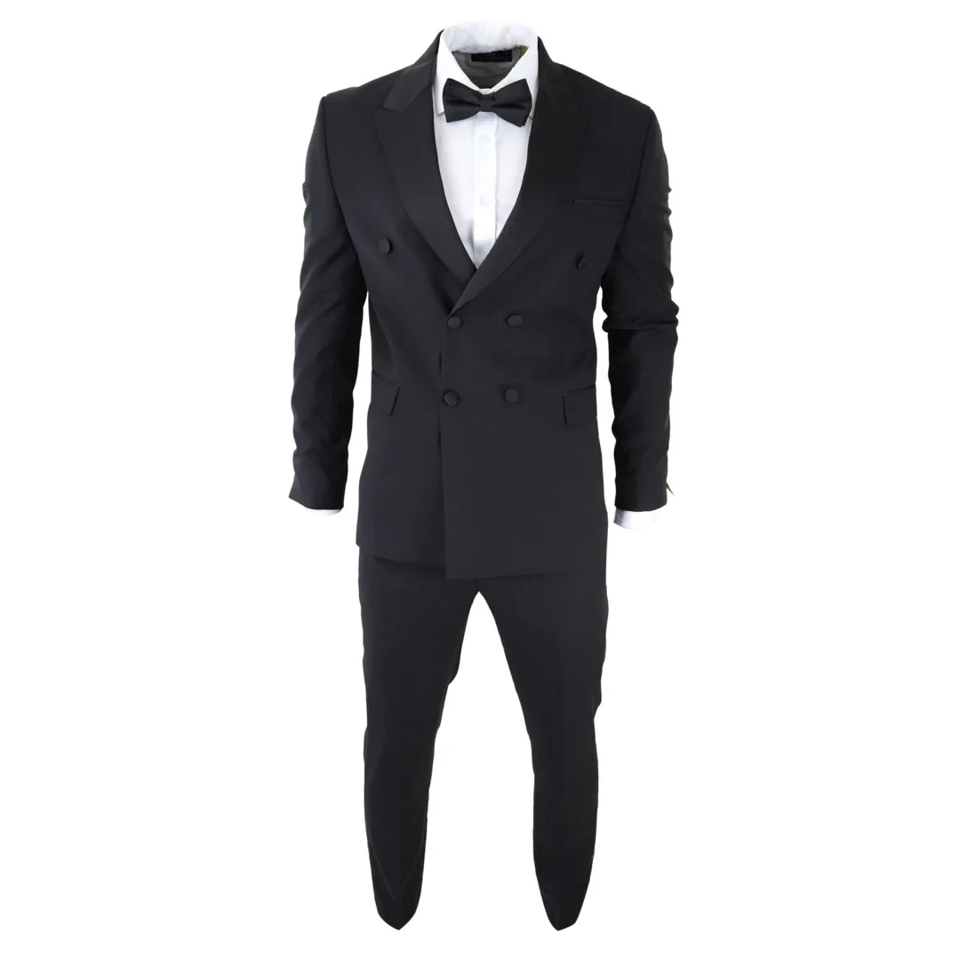 AK-22 – Men’s Double Breasted Black Tuxedo Dinner Wedding Suit - Image 3