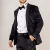 AK-26 Men’s Black 3-Piece Velvet Wedding Tuxedo With Satin Lapels