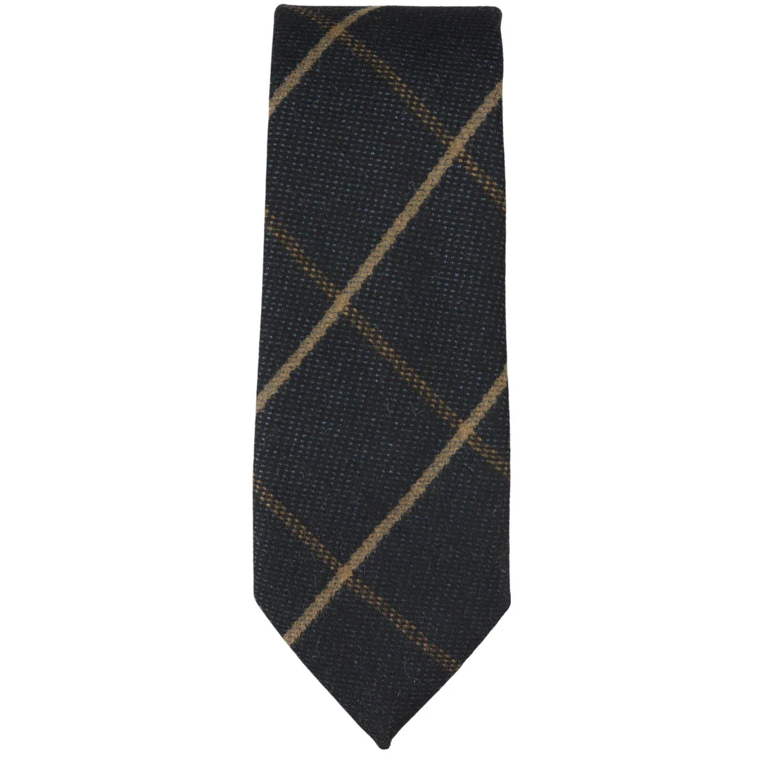 Men’s Tweed Navy Herringbone Tie & Pocket Square Set - Image 3