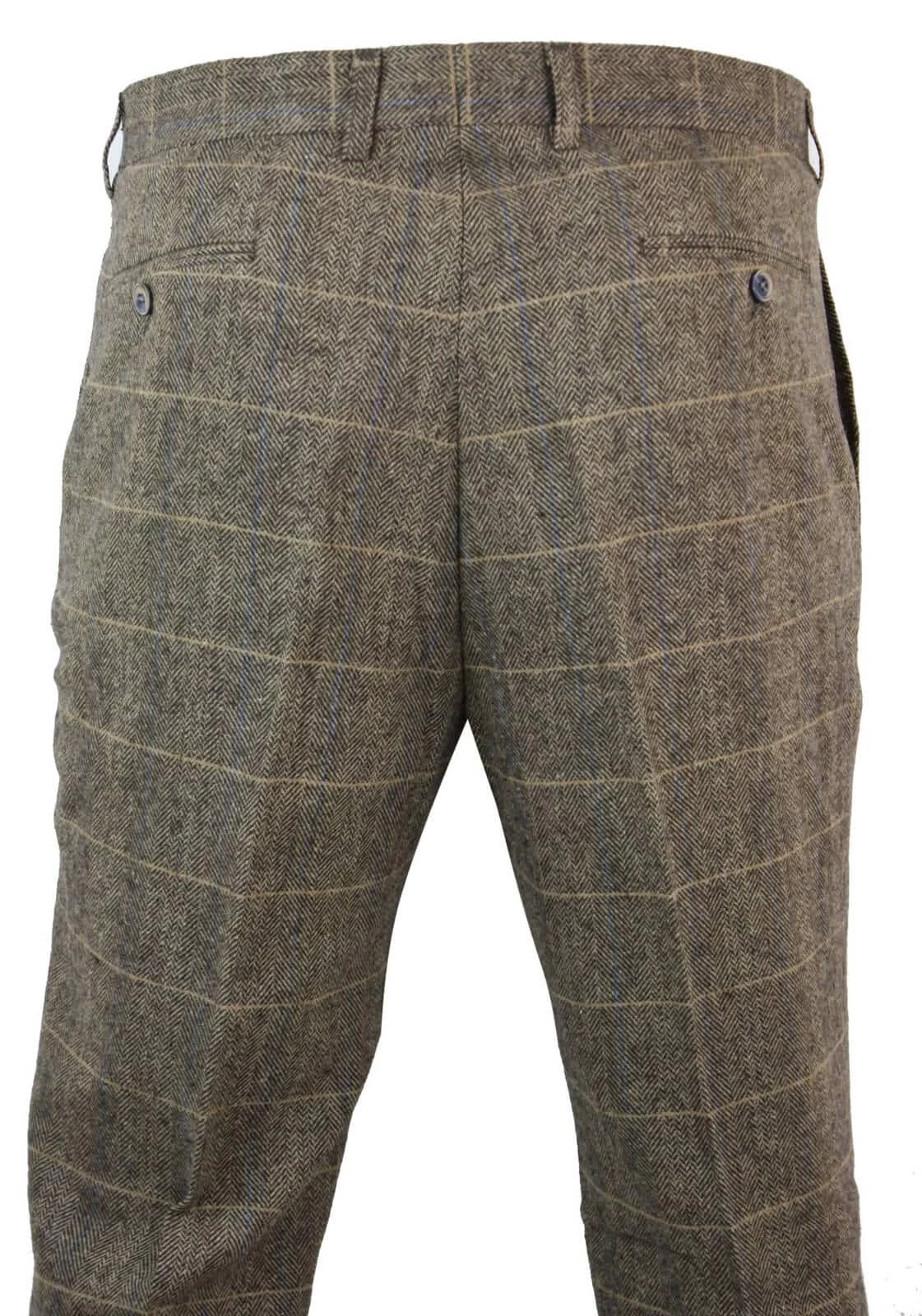 Albert – Men’s Tan Brown Tweed Trousers - Image 3