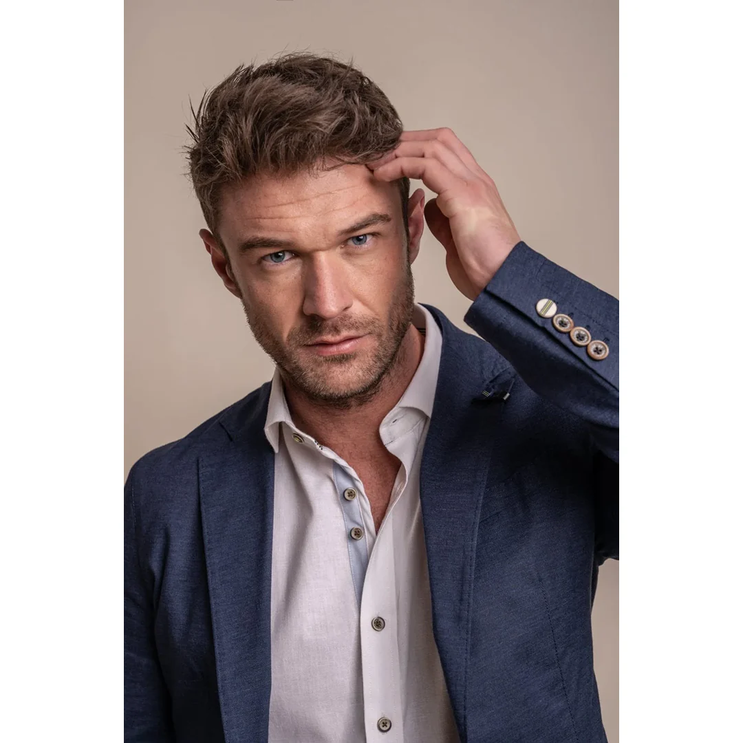 Alvari – Men’s Navy Linen Summer Blazer - Image 8