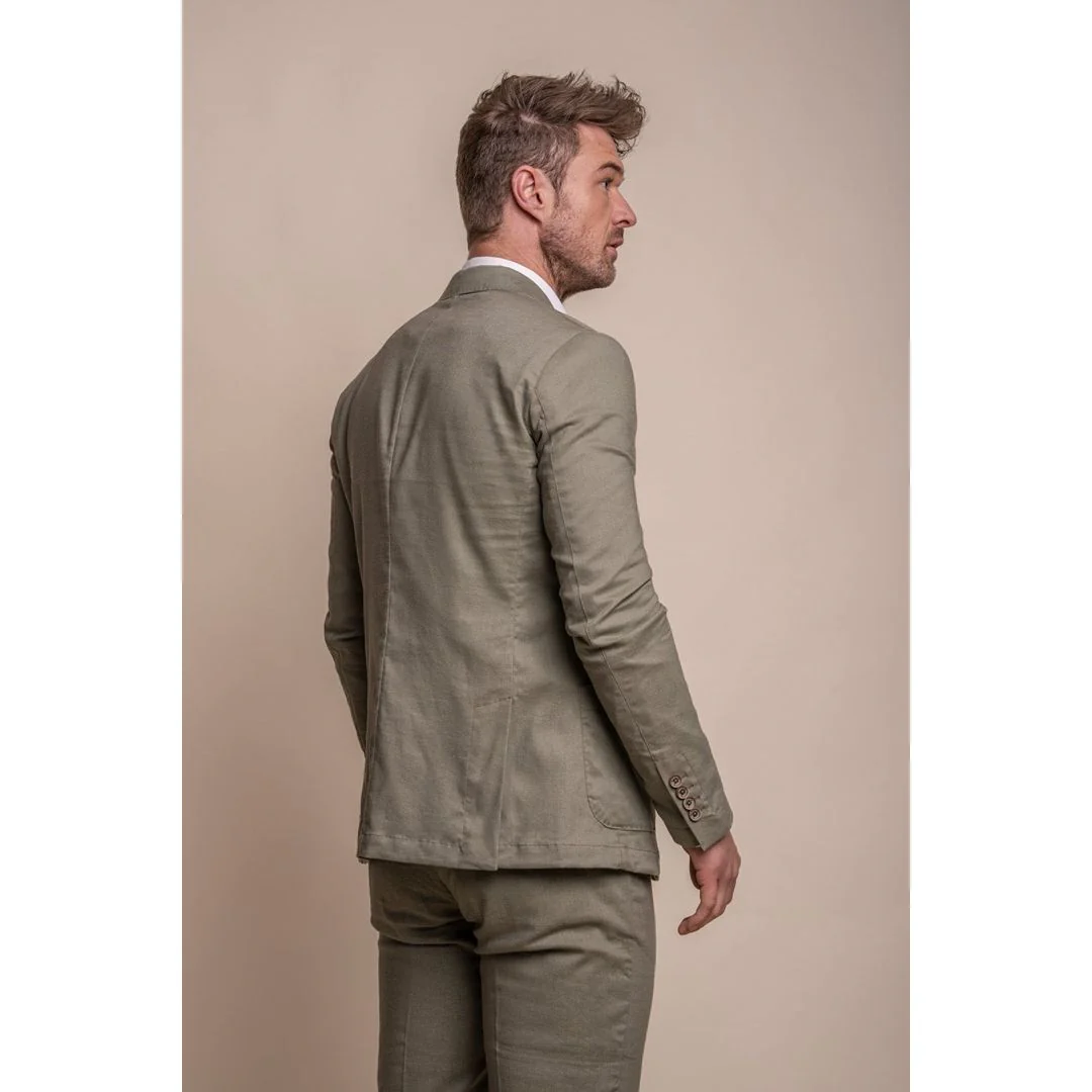 Alvari – Men’s Sage Linen Summer 2 Piece Wedding Suit - Image 2